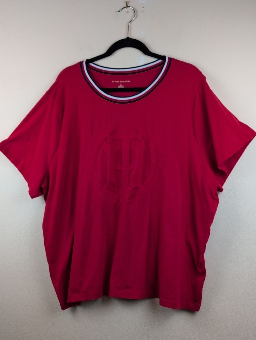 Tommy Hilfiger Bold Red Short Sleeve Logo Tee Size 3X Preppy Americana Top